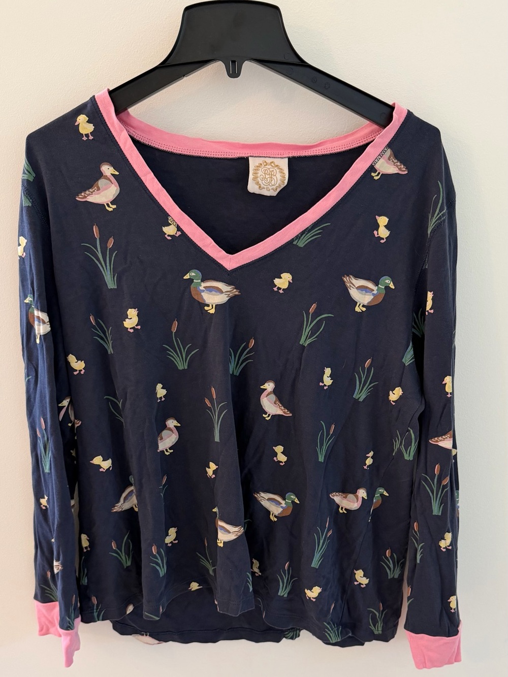 The Beaufort Bonnet Company Navy Duck Print V-Neck Pajama Set Pima XL